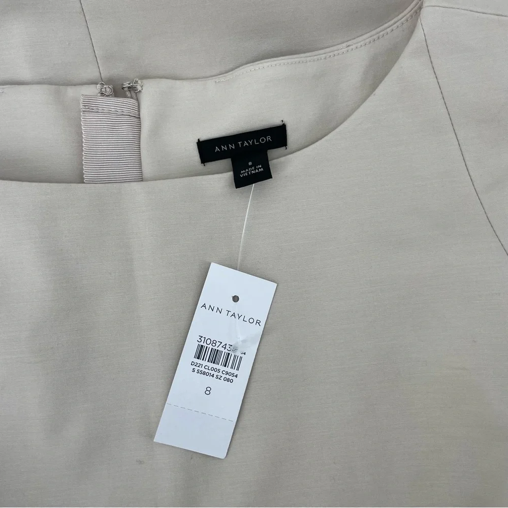 NEW Ann Taylor Shift Dress Beige 8 - Picture 6 of 7